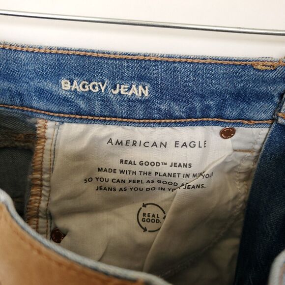 AE AMERICAN EAGLE Women's Size 4R Super High-Waisted Baggy Wide-Leg Jeans Trendy - Picture 12 of 16